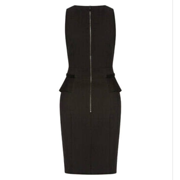 NWOT Cue  tuxedo midi pencil Dress Black Sze 8 sleeve Cotton slit office formal - Picture 10 of 10